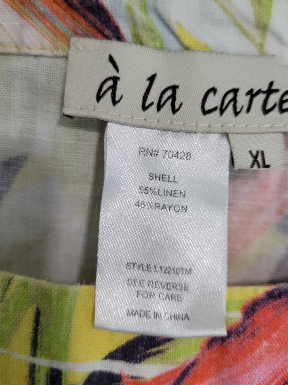 à la carte Linen Yellow Floral Tunic Top Sz Xl - Picture 2 of 10